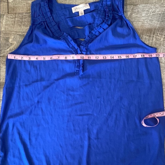 Philosophy Air Flow Ruffled top with lace up back Ultramarine Blue Tank Top - Picture 6 of 13